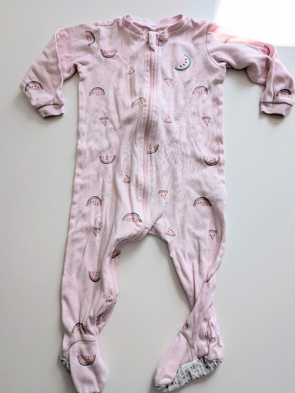 5 For 25$ PEKKLE - Soft Pink Watermelon Print Footed One-Piece Pajama
